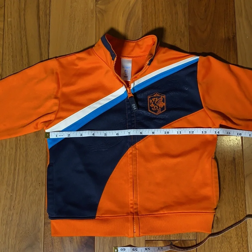 Old Navy Kids Orange and Blue Zip Up Athletic Jacket Y2K 90s size 3T